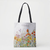 Colorful Wild Flowers Meisje gepersonaliseerd Tote Bag (Voorkant)
