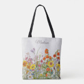 Colorful Wild Flowers Meisje gepersonaliseerd Tote Bag (Achterkant)