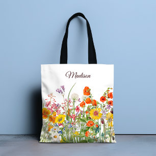 Colorful Wild Flowers Meisje gepersonaliseerd Tote Bag