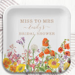 Colorful Wild Flowers Miss to Mrs Vrijgezellenfees Papieren Bordje<br><div class="desc">Colorful Wild Flowers Country Wedding Miss to Mrs. Vrijgezellenfeest Paper Party Borden zijn landbloemen in oranje, geel, paars en roze op een witte achtergrond met uw aangepaste informatie. Ideaal voor de speciale Hen-partij, Bachelorette Party, Vrijgezellenfeest, Pamper Party, Bachelorette Weekend en bruiloft met moderne botanische bloemen en elegante scripttypografie. Personaliseer door...</div>
