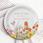Colorful Wild Flowers Miss to Mrs Vrijgezellenfees Papieren Bordje<br><div class="desc">Colorful Wild Flowers Country Wedding Miss to Mrs. Vrijgezellenfeest Paper Party Borden zijn landbloemen in oranje, geel, paars en roze op een witte achtergrond met uw aangepaste informatie. Ideaal voor de speciale Hen-partij, Bachelorette Party, Vrijgezellenfeest, Pamper Party, Bachelorette Weekend en bruiloft met moderne botanische bloemen en elegante scripttypografie. Personaliseer door...</div>