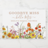 Colorful Wild Flowers Vaarwel Miss Hallo Mrs. Sparkling Wijnetiket (Enkel label)