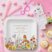 Colorful Wild Flowers Vaarwel Miss Vrijgezellenfee Papieren Bordje (Feest)