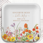 Colorful Wild Flowers Vaarwel Miss Vrijgezellenfee Papieren Bordje<br><div class="desc">Colorful Wild Flowers Country Wedding Goodbye Miss Vrijgezellenfeest Paper Party Borden bevatten landbloemen in oranje, gele, paarse en roze op een witte achtergrond met uw aangepaste informatie. Ideaal voor de speciale Hen-partij, Bachelorette Party, Vrijgezellenfeest, Pamper Party, Bachelorette Weekend en bruiloft met moderne botanische bloemen en elegante scripttypografie. Personaliseer door de...</div>