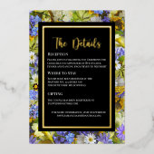 Colorful Wild Flowers Wedding Folie Details Kaart (Voorkant)