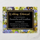 Colorful Wild Flowers Wedding Rehearsal Folie Uitnodiging Briefkaart (Voorkant)