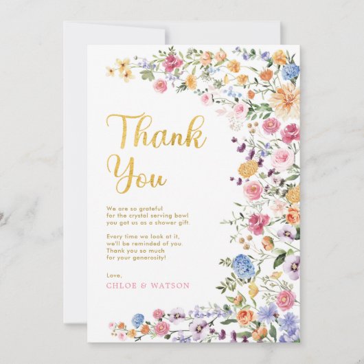 Colorful Wilde flower Couples Vrijgezellenfeest Bedankkaart (Voorkant)