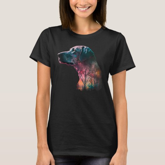 Colorful Wilderness Nature Weimaraner Reflection T-shirt (Voorkant)