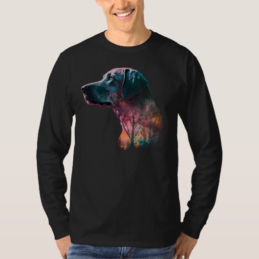 Colorful Wilderness Nature Weimaraner Reflection T-shirt (Voorkant)