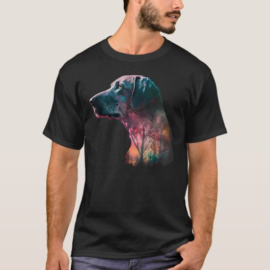Colorful Wilderness Nature Weimaraner Reflection T-shirt (Voorkant)