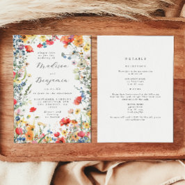 Colorful Wildflower All in One Wedding Kaart