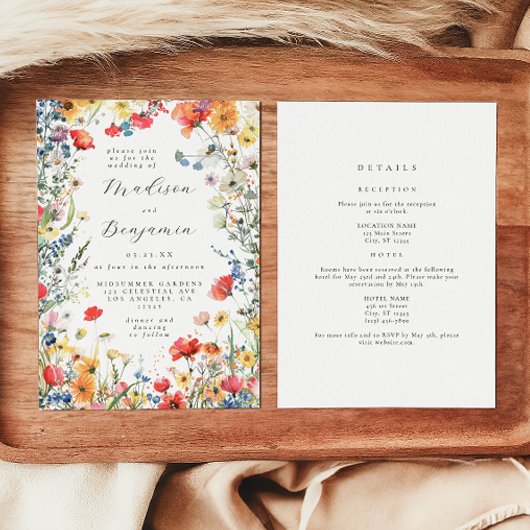 Colorful Wildflower All in One Wedding Kaart
