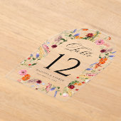 Colorful Wildflower Arch Acrylic Table Number Acryl Uitnodigingen (Laagn)