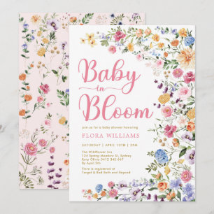 Colorful Wildflower Baby in Bloom Girl Shower Kaart