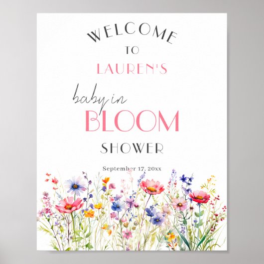 Colorful Wildflower Baby shower Welkomstteken Poster (Voorkant)