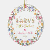 Colorful Wildflower Baby's eerste kerstmis Keramisch Ornament (Links)