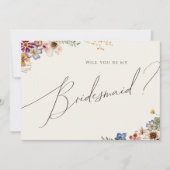Colorful Wildflower Beige Bridesmaid proposal Kaar Kaart (Voorkant)