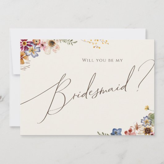 Colorful Wildflower Beige Bridesmaid proposal Kaar Kaart (Voorkant)