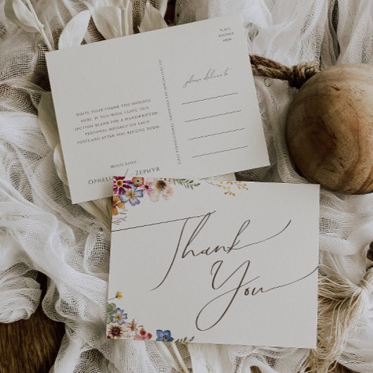 Colorful Wildflower Beige Garden Weddenschap Harte Briefkaart