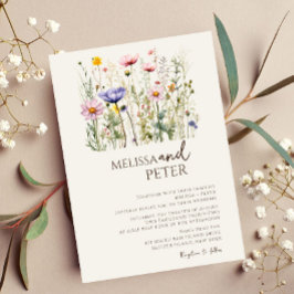 Colorful Wildflower Beige Monogram Foto Weddenscha Kaart