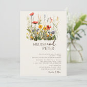 Colorful Wildflower Beige Monogram Foto Weddenscha Kaart (Staand voorkant)