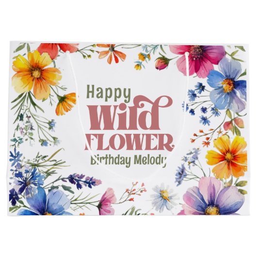 Colorful Wildflower birthday  Groot Cadeauzakje (Achterkant)