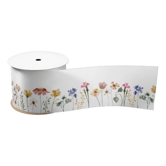 Colorful Wildflower Birthday Satijnen Lint (Spoel)