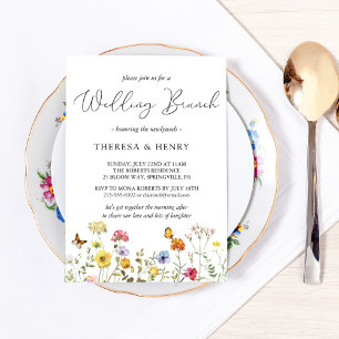 Colorful Wildflower Botanical Wedding Brunch Kaart