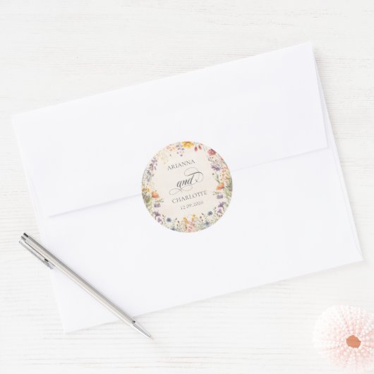 Colorful Wildflower Botanical Wedding Sticker (Envelop)