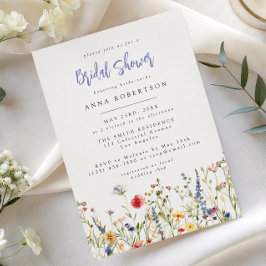 Colorful Wildflower Bridal Shower Invitation Kaart