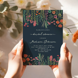 Colorful Wildflower Bridal Shower Invitation Kaart