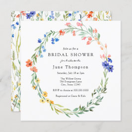 Colorful Wildflower Bridal Shower Invitation Kaart