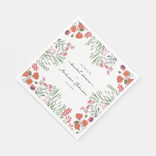 Colorful Wildflower Bridal Shower Invitation Servet (Hoek)