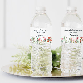 Colorful Wildflower Bridal Shower Invitation Waterfles Etiket