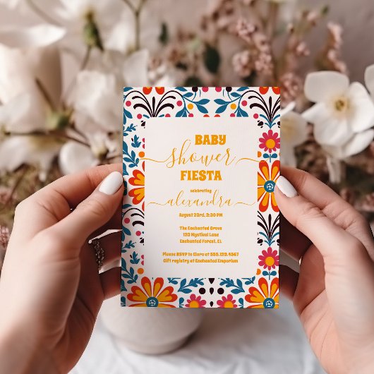 Colorful Wildflower Fiesta Senorita Baby shower Kaart