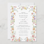 Colorful Wildflower Floral Photo QR Code Wedding Kaart (Voorkant)