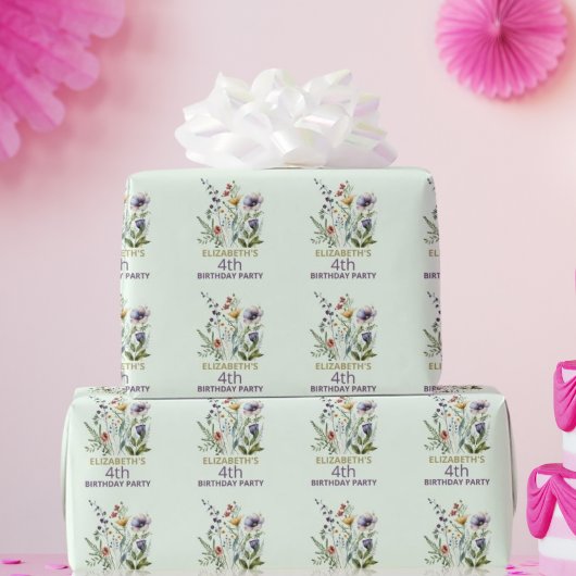 Colorful Wildflower Floral Watercolor Birthday Cadeaupapier