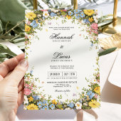 Colorful Wildflower Floral Wedding  Kaart
