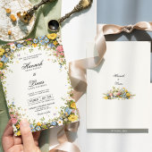 Colorful Wildflower Floral Wedding  Kaart