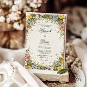 Colorful Wildflower Floral Wedding  Kaart
