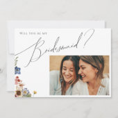 Colorful Wildflower Foto Bridesmaid proposal Kaart (Voorkant)