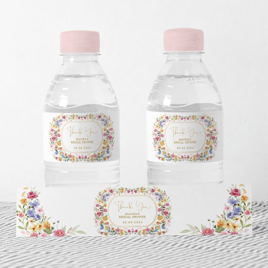 Colorful Wildflower Garden Flowers Wedparty Waterfles Etiket