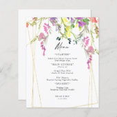 Colorful Wildflower Geometric Wedding Menu (Voorkant / Achterkant)