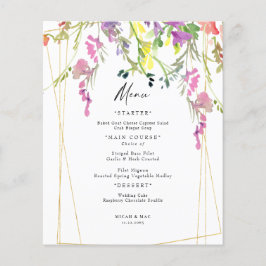 Colorful Wildflower Geometric Wedding Menu