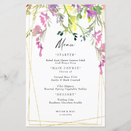 Colorful Wildflower Geometric Wedding Menu II