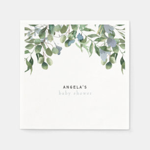 Colorful Wildflower Greenery Custom Blue Baby Servet