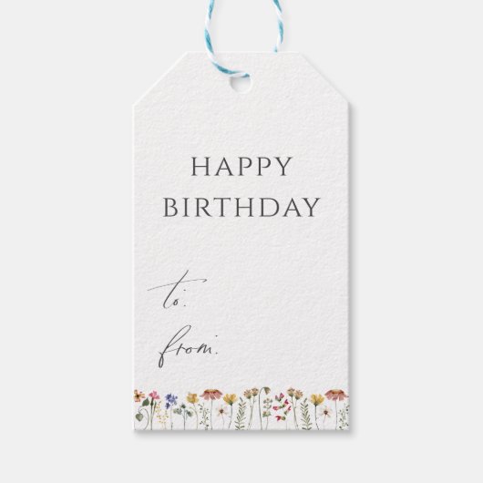 Colorful Wildflower Happy Birthday Cadeaulabel (Voorkant)