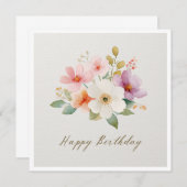 Colorful Wildflower Happy Birthday Kaart (Voorkant / Achterkant)