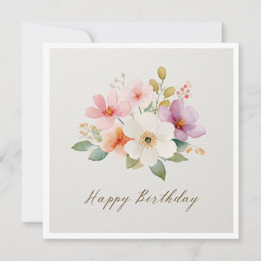 Colorful Wildflower Happy Birthday Kaart (Voorkant)