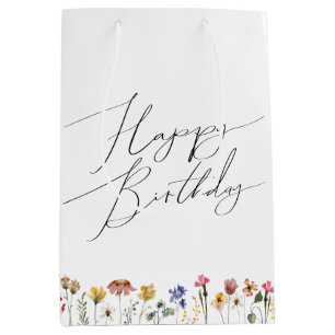 Colorful Wildflower Happy Birthday Medium Cadeauzakje